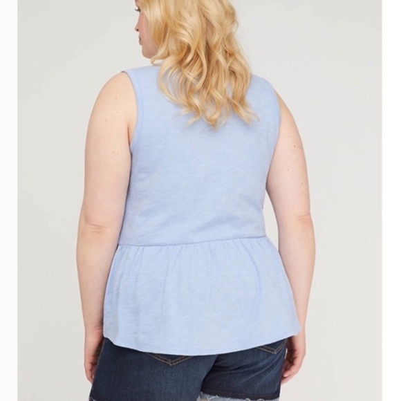 Lane Bryant 18/20 2X Blue and Silver Summer Peplum Plus Tank Top - Picture 5 of 12